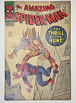 #ad AMAZING SPIDER MAN #34 VG Kraven the Hunter App 2nd App Gwen Stacy 1966 Marvel $105.00