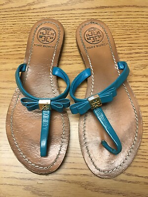 #ad Tory Burch T StrapFlip Flop Sandals Teal Blue 7? $45.00