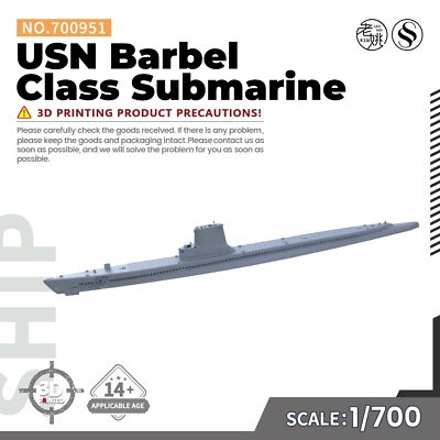 #ad SSMODEL SS700951 1 700 Military Model Kit USN Barbel Class Submarine