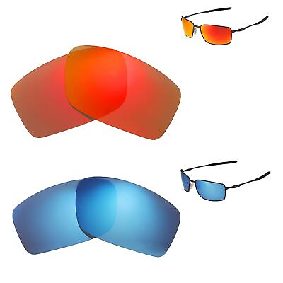 #ad WL Fire Red Ice Blue Polarized Lenses For Oakley Square Wire II OO4075 Series