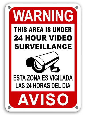 #ad CCTV Warning Home Security Video Surveillance Camera Sign English Spanish AVISO
