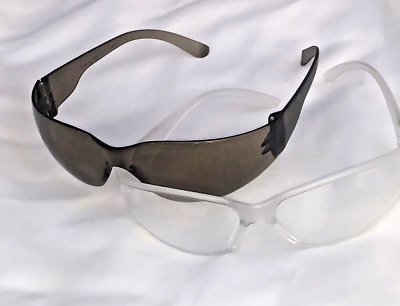 #ad Lot of 2 Protective Safety Glasses Dark Clear Lens Sunglasses Work