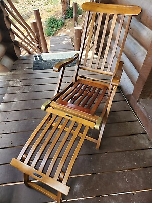 #ad Vintage Queen Mary 1st CLASS Deck Lounge Chair ORIGINAL FINISH