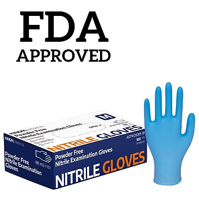 #ad Kingfa Blue Nitrile Medical Gloves FDA Powder amp; Latex Free Disposable 3 mil