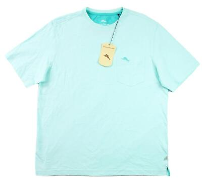 #ad Tommy Bahama Mens T Shirt Tee S Premium Short Sleeve Reg Fit Pocket Aqua Mist