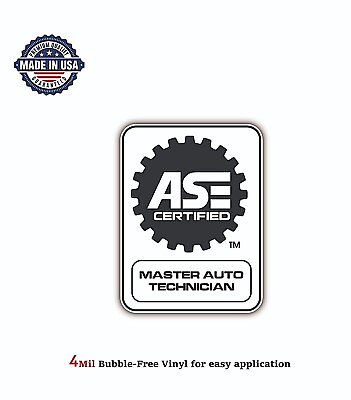#ad ASE CERTIFIED MECHANIC VINYL DECAL STICKER CAR BUMPER 4MIL BUBBLE FREE US MADE