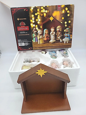 #ad Members Mark Childrens Christmas Nativity Set Hand Painted 11 Figurines Stable