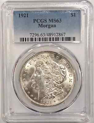 #ad 1921 Morgan Silver Dollar PCGS MS63