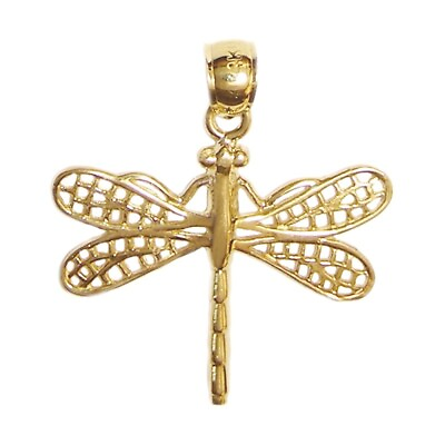 #ad New 14k Gold Dragonfly Pendant