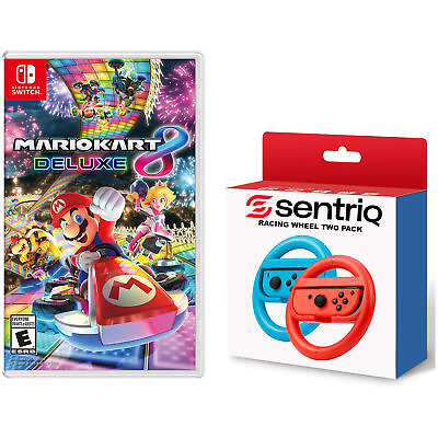 #ad Mario Kart 8 Deluxe Nintendo Switch Sentriq Racing Wheel Joy Con Attachments