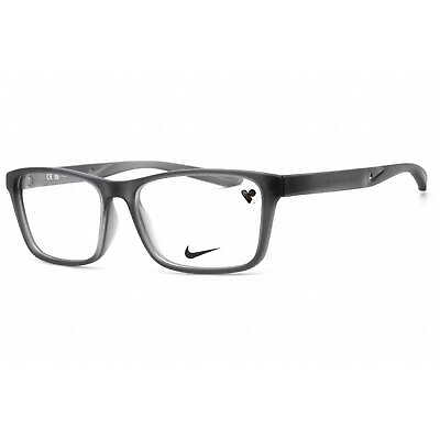 #ad Nike Unisex Eyeglasses Matte Dark Grey Plastic Rectangular Frame NIKE 7304 034