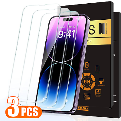 #ad 3X Tempered Glass Screen Protector For iPhone 15 14 13 12 11 Pro Max X XR 8 7 6
