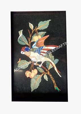 #ad 24quot;x15quot; Coffee Cafe Marble Table Top Marquetry Inlay Bird Art Hallway Decor E504 $821.26