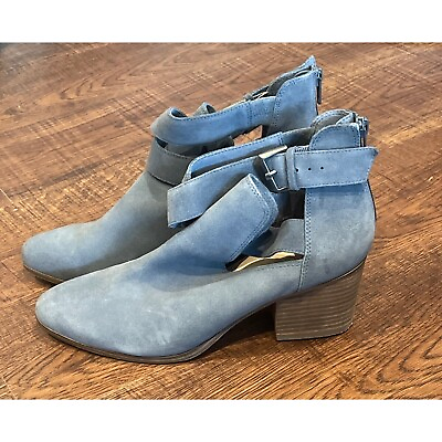 #ad Sole Society Evie Open Side Suede Bootie Blue boho comfort Size 10
