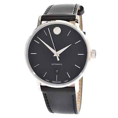 #ad MOVADO Swiss Museum Classic Black Dial Men#x27;s Leather Strap AUTOMATIC Date Watch