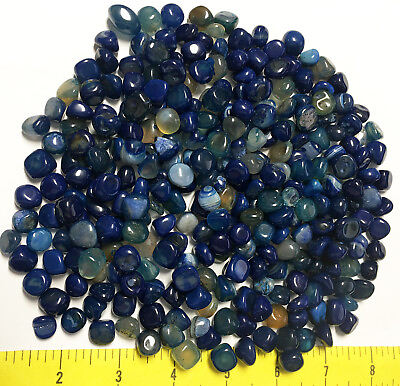 #ad AGATE Blue dyed and polished stones size 1 4quot; to 3 4quot; 1 lb
