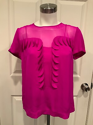 #ad Diane Von Furstenberg Dark Bright Pink quot;Raelynn Ballet Russequot; Shirt Size 2 US