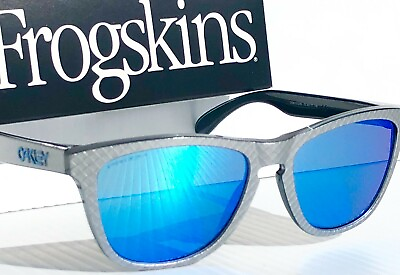 #ad #ad NEW* Oakley Frogskins Silver CHECKBOX POLARIZED Galaxy Blue Sunglass 9013
