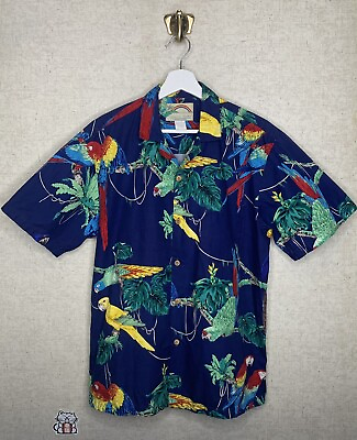 #ad Paradise Found Honolulu Hawaii Medium Tropical Parrot Short Sleeve Button Shirt