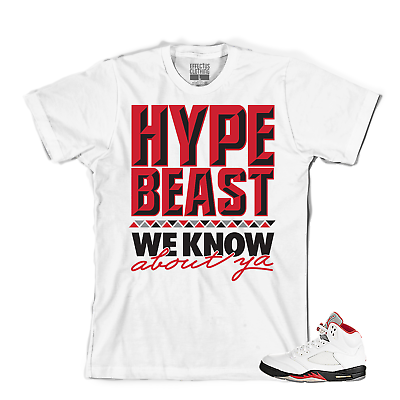 #ad Tee to match Air Jordan Retro 5 Fire Red OG. Hypebeast Fire Red Tee