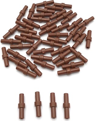 #ad Lego 50 New Reddish Brown Bars 2L with Stop Rings Parts