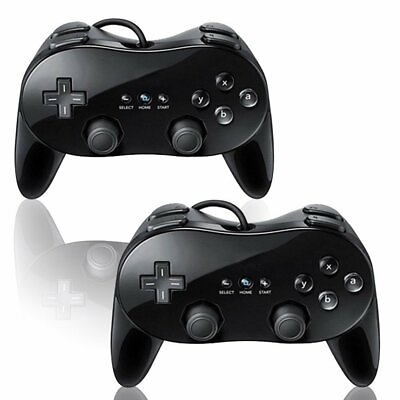 #ad New Pro Classic Retro Controller for Nintendo Wii 1 or 2 Pack Black White