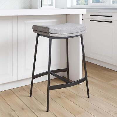 #ad 22201 Arlo Modern Backless Upholstered Kitchen Counter Bar Stool with Double ...