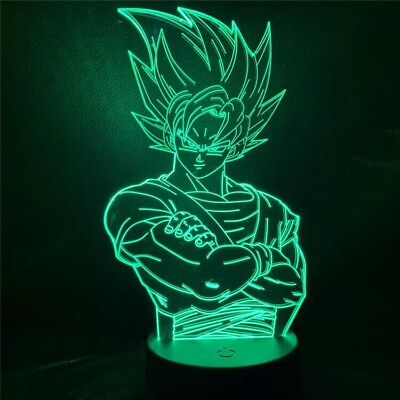 #ad 3D LED illusion Goku Dragon Ball Z USB 7Color Night Light Lamp Bedroom