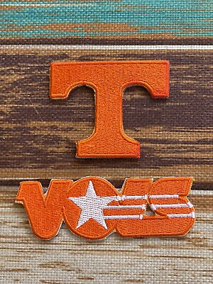 #ad 2 Tennessee Vols volunteers Vintage Embroidered Iron On Patches 3.5 X 1” amp; 2.5