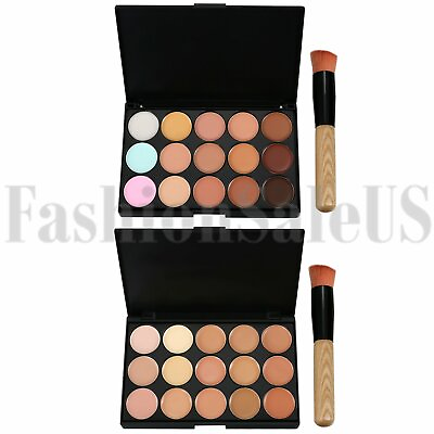 #ad 15 Color Face Contour Highlighter Makeup Kit Cream Concealer Palette w Brush