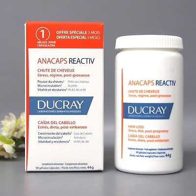 #ad Ducray Anacaps Reactiv Hair Loss 90 Gel Caps 3 Months Supply Exp 02 2025