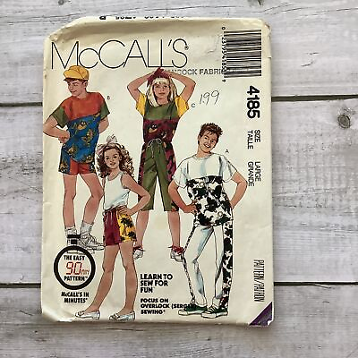 #ad McCalls 4185 Sewing Pattern Unisex Color Block Outfit Child Size Large UNCUT