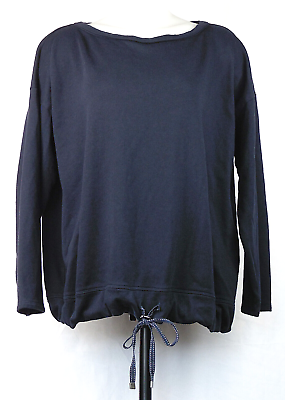 #ad J. Jill Navy Blue Crew Neck Cotton Modal Drawstring Hem Sweatshirt XL