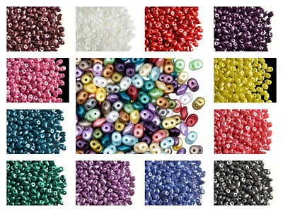 #ad CHOOSE COLOR 50g 2 hole SuperDuo Seed Beads PASTEL COLORS Czech Glass