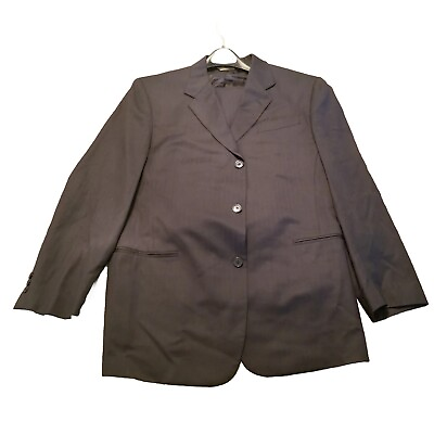 #ad Donna Karen Signature Men Suit Jacket amp; Pants Size 42 Black Subtle Stripe Italy