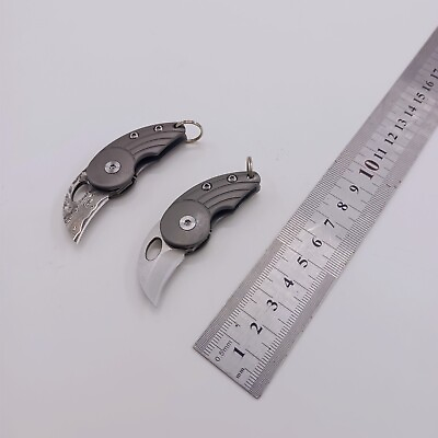 #ad New Titanium Alloy Mini Knife Small Pocket Key Chain Folding Knife Pendants Gift
