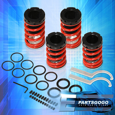 #ad For 96 98 Hyundai Tiburon 0 3quot; Adjustable Lowering Coilover Sleeves Spring Red
