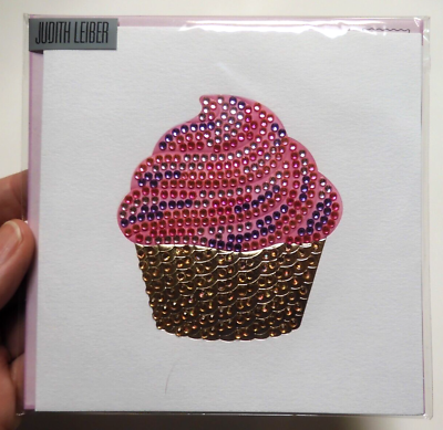 #ad 1 Papyrus Card High Quality Judith Leiber Birthday Jeweled Cupcake Pink