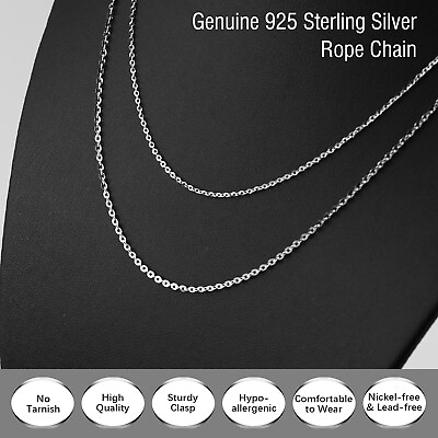 #ad 925 Real Solid Sterling Silver Necklace Men Women Chain Valentine#x27;s Day Gifts