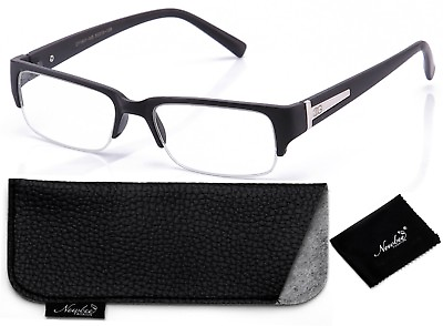 #ad Half Frame Clear Lens Glasses Matte Black Sleek Fashionable Style Stylish Look