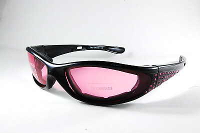 #ad 9902 Lady Motorcycle Glasses w 58 Pink Rhinestone and w Pink Lens