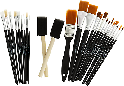 #ad 25 Piece Craft Brush Value Pack Suitable for All Creatives for Use with Acryli