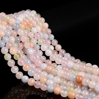 #ad 100Strand 15quot; Wholesale Natural Morganite Stone Round Spacer Loose Beads 8MM DIY