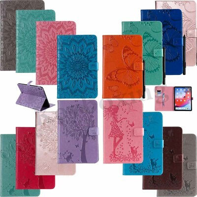 #ad Embossed Smart Flip Leather Stand Case Cover For iPad 5th 6th Gen Mini Air Pro