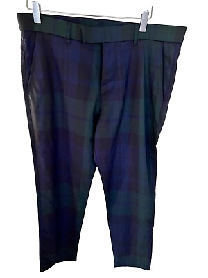 #ad Greyson Montauk Plaid Check Mens Performance Plaid Tartan Golf Pants 34 x 32