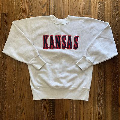 #ad Vintage Kansas Jayhawks Rugged Sweats Crewneck Sweater Gray Stitched
