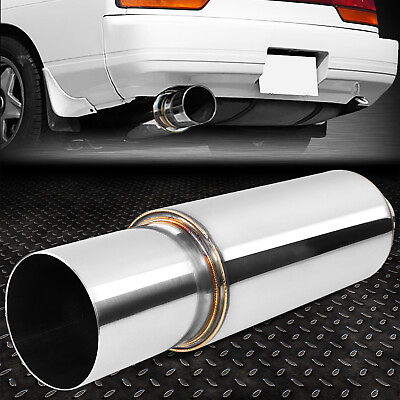 #ad 2.5quot;OD Inlet Stainless Steel Straight Through Exhaust Muffler 4quot; OD Round Tip