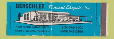 #ad Matchbook Cover Berschler Funeral Home Philadelphia? WEAR