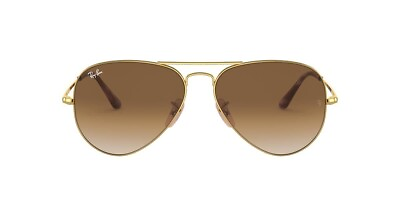 #ad Ray Ban Aviator Metal II Sunglasses Gold Frame Gradient Brown Lens RB3689