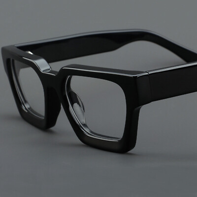 #ad Luxury Thick Acetate Eyeglass frames Women Men Retro Spectacles Glasses Black